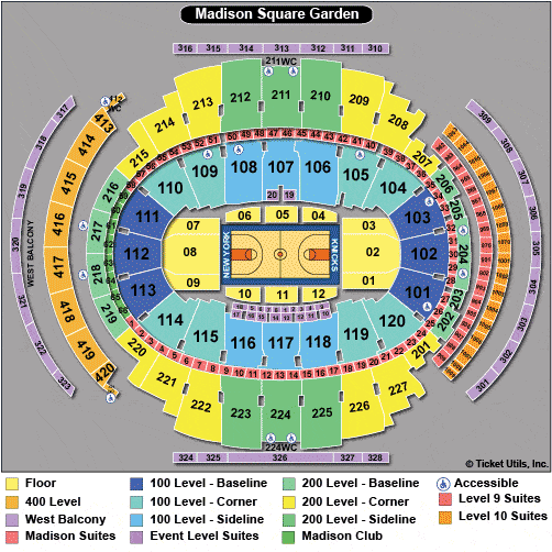 Mappa dei posti al Madison Square Garden