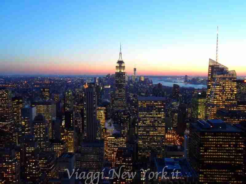 La bellissima vista dall'osservatorio del Top of the Rock