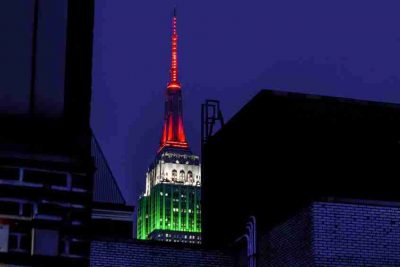 L'Empire State Building con i colori della bandiera italiana