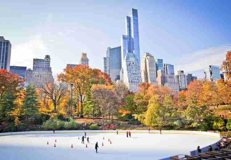 La pista di pattinaggio a Central Park