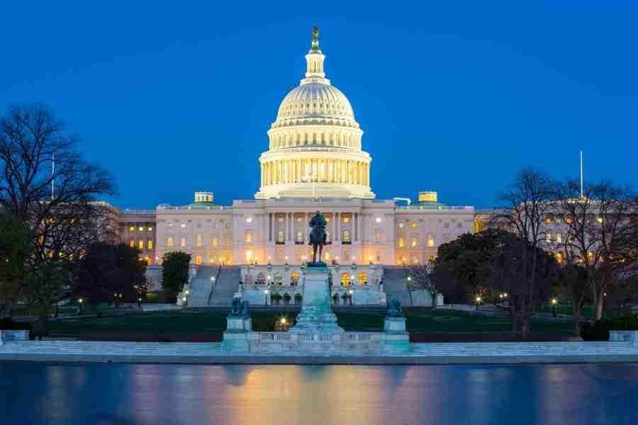 Il Capitol Hill di Washington DC al tramonto