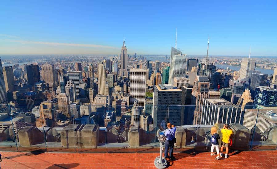 La bellissima vista dall'osservatorio del Top of the Rock