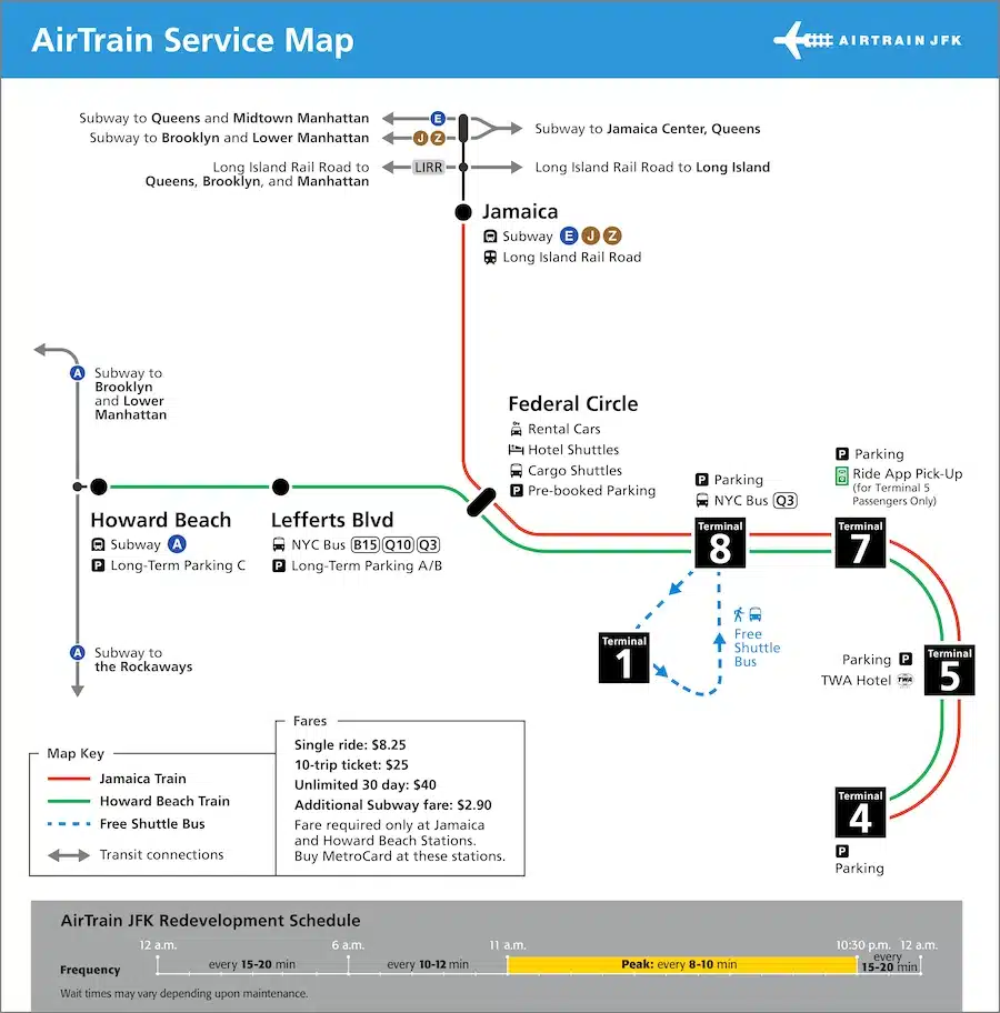 Mappa AirTrain aeroporto JFK