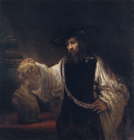 Aristotele con un busto di Omero di Rembrandt si trova al MET
