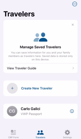 Così apparirà la lista dei viaggiatori nell'applicazione Mobile Passport Control