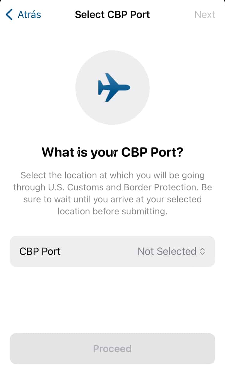 Seleziona l'aeroporto d'ingresso negli USA