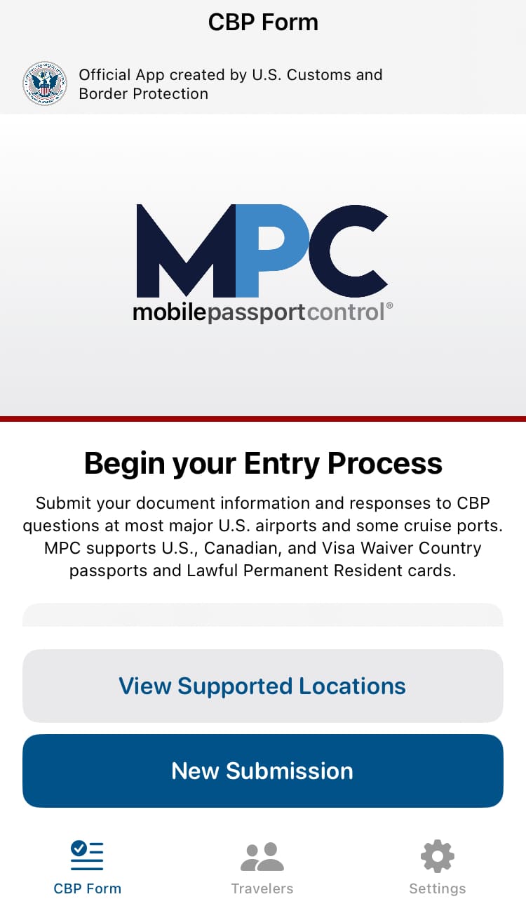 Compilazione del modulo doganale USA nell'applicazione Mobile Passport Control