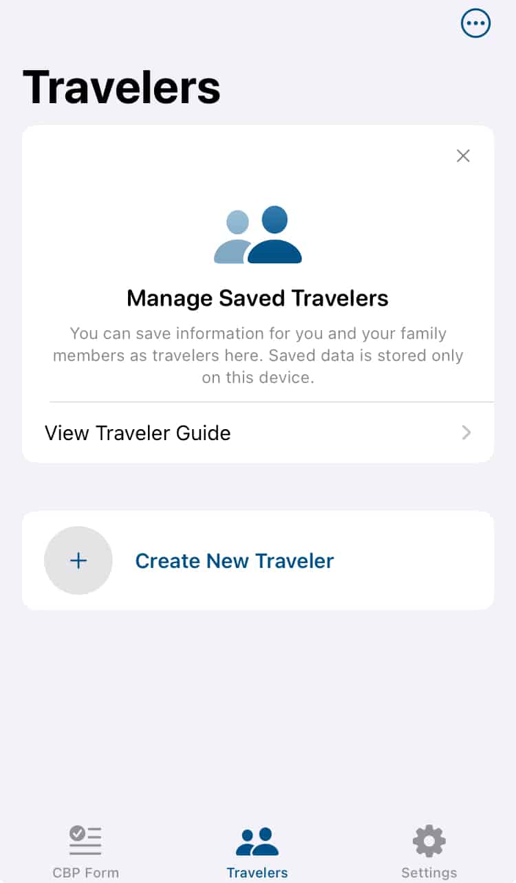 Crea il viaggiatore nell'applicazione Mobile Passport Control